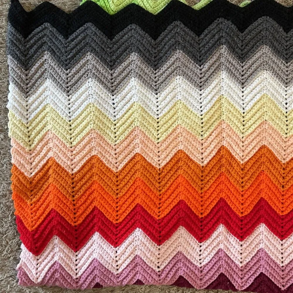 Crocheted Blanket Handmade Throw Blanket Multicolor Lap Blanket 56 x 38